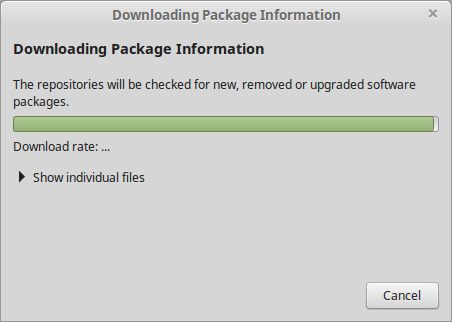 Downloadin Package Information pop-up window